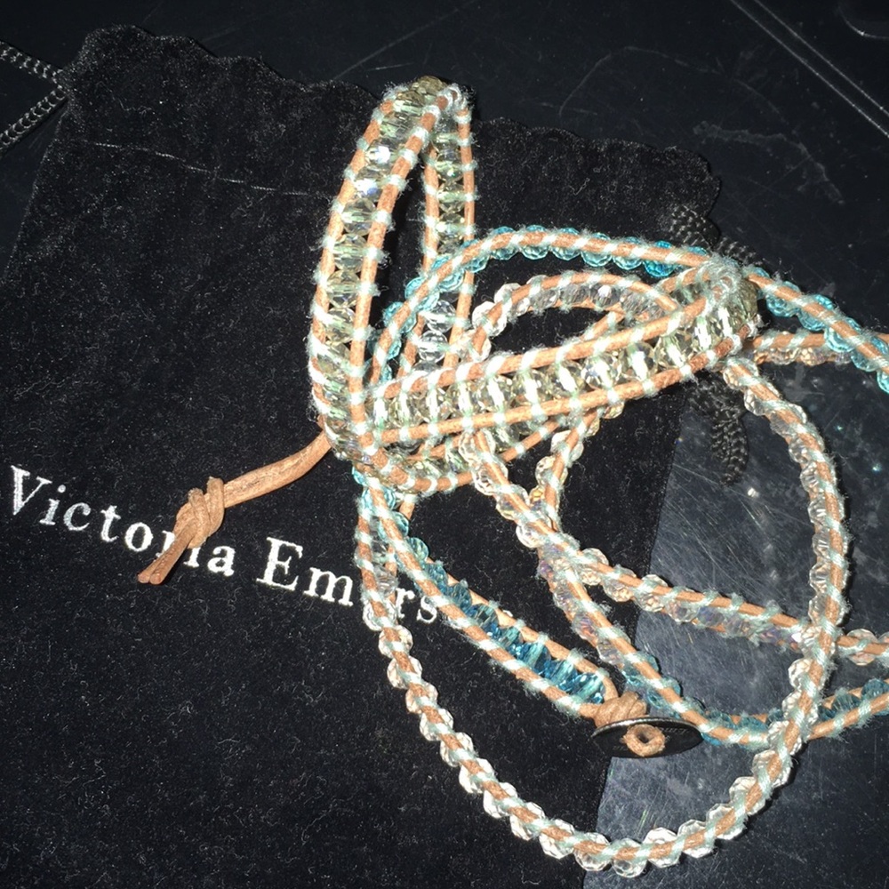 Blue tan wrap bracelet